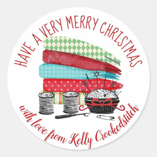 Tecido costurando noções colando adesivo de Natal (Frente)