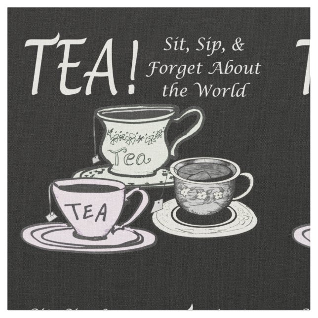 Tecido Cota de Positividade do Tea Lover - Sit Sip Esqueç (Detalhe)