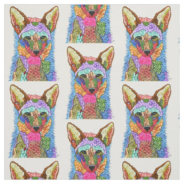 Tecido Coyote Colorido de Aquarela (Modelo)