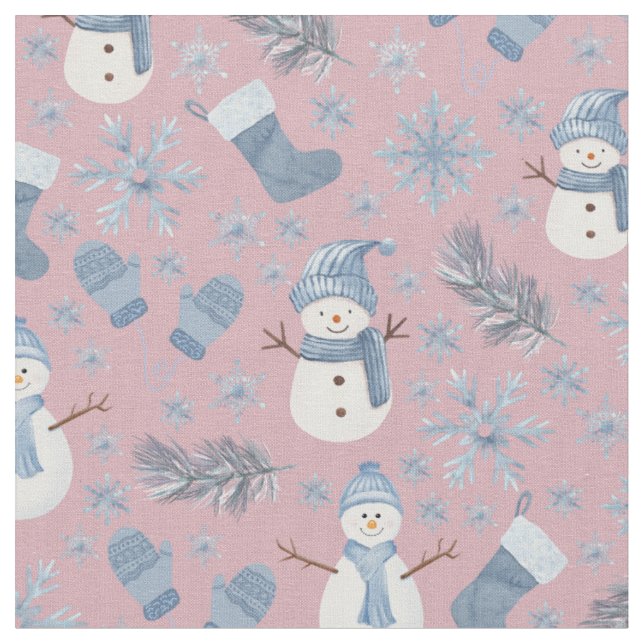 Tecido Cozy Blue Winter on Crepe Pink (Detalhe)