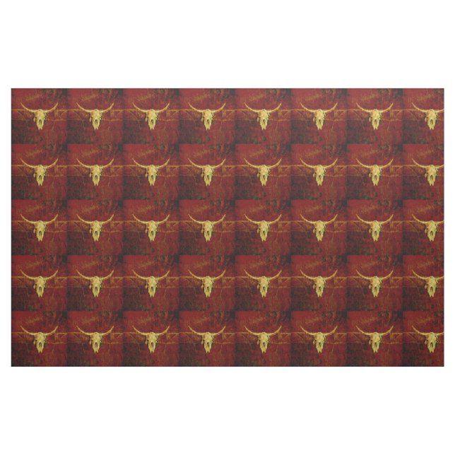 Tecido Crânio de Padrão Russo Castanho do País Ocidental (Fat Quarter)