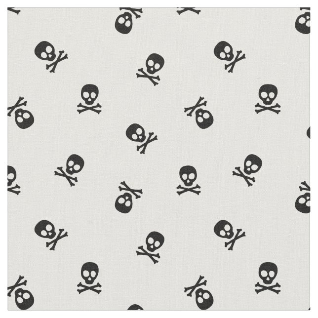 Tecido Crânio e Crossbones Preto e Branco (Detalhe)
