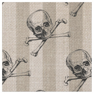 Tecido Crânio e espinhas em Tom Striping