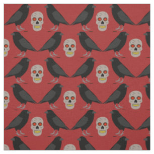 Tecido Crânio gótico e o Guardião Ravens no Halloween
