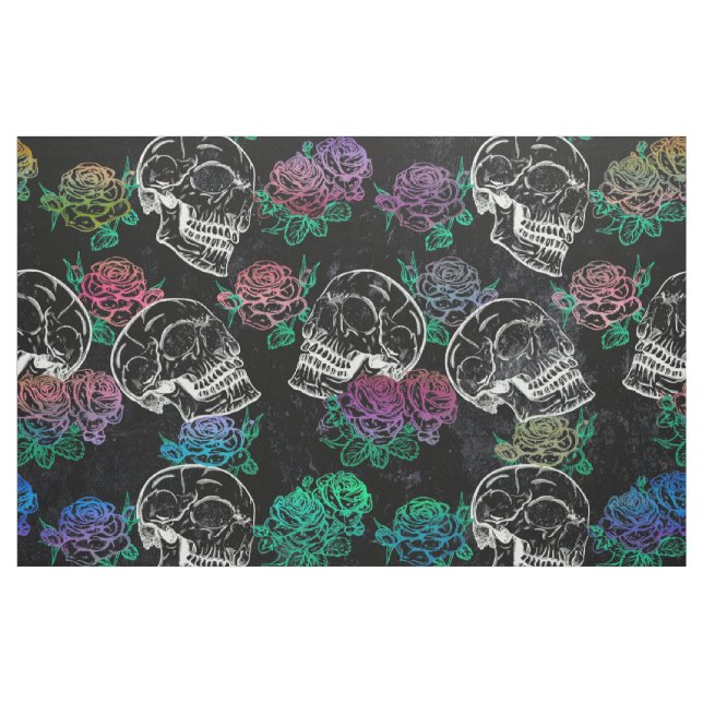 Tecido Crânios e Rosas escuros | Funky Glam Grunge (Jarda)