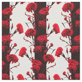 Tecido Cravo-da-índia Elegante Vermelho Branco Floral Str