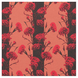 Tecido Cravo-da-índia Elegante Vermelho Laranja Floral