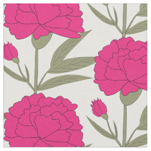 Tecido Cravos cor-de-rosa