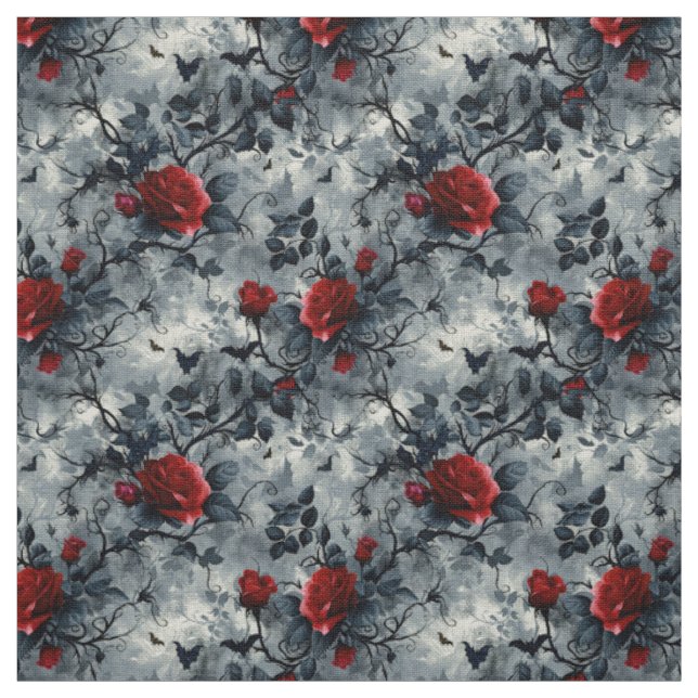 Tecido Create Your Own Bats Blood Red Roses Gothic Grey (Modelo)