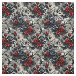 Tecido Create Your Own Bats Red Black Roses Gothic Grey