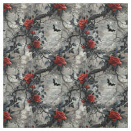 Tecido Create Your Own Bats Red Roses Gothic Grey