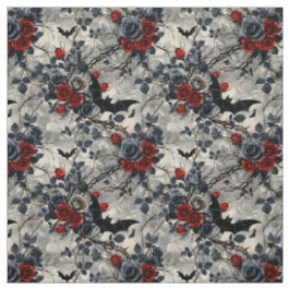 Tecido Create Your Own Black Red Silver Roses Gothic Grey