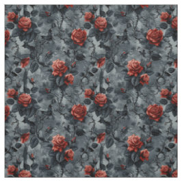 Tecido Create Your Own Blood Red Roses Bats Gothic Grey