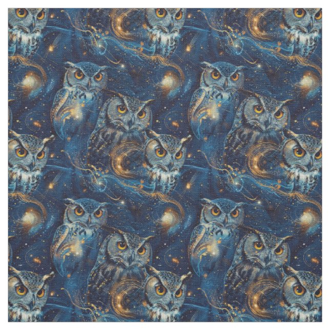 Tecido Create Your Own Blue Celestial Owls (Modelo)