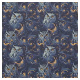 Tecido Create Your Own Blue Celestial White Owls