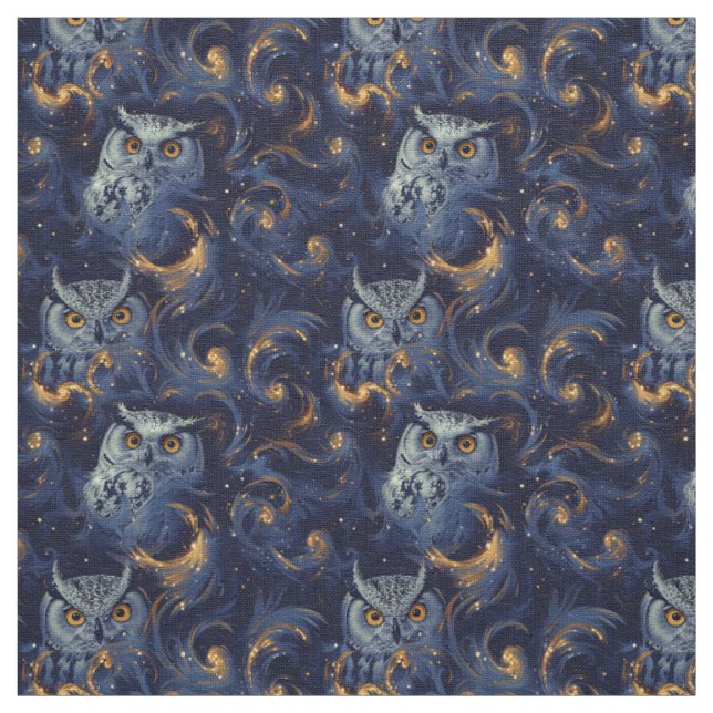 Tecido Create Your Own Blue Celestial White Owls (Modelo)