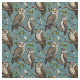 Tecido Create Your Own Brown Owls Blue