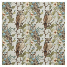 Tecido Create Your Own Brown Owls Yellow Flowers