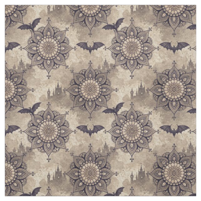 Tecido Create Your Own Gothic Bats Mandalas (Modelo)