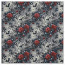Create Your Own Gothic Red Roses Bats Grey