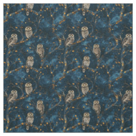 Tecido Create Your Own Magical Blue Gold Winter Owls