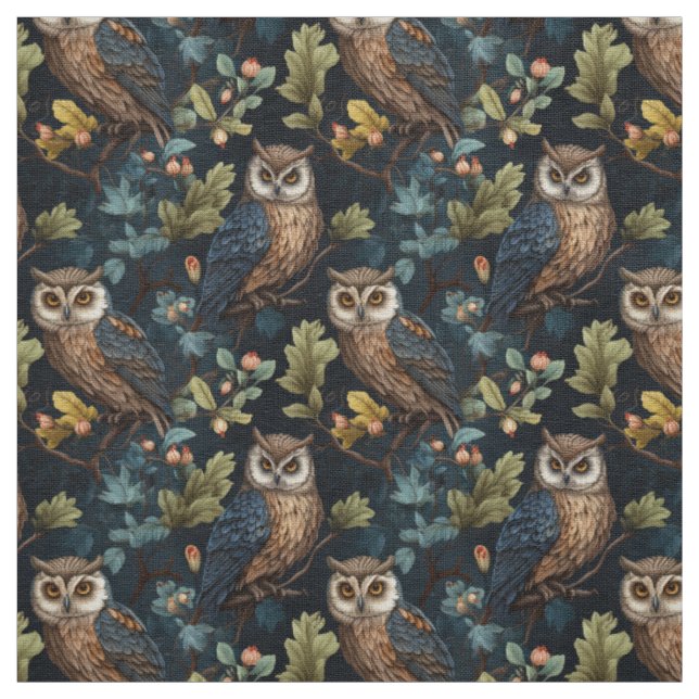 Tecido Create Your Own Night Owls Pine Trees Blue (Modelo)