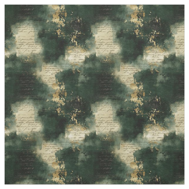Tecido Create Your Own Teal Gold Mysterious Text Black (Modelo)