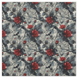 Tecido Create Your Own Thorny Red Roses Gothic Grey