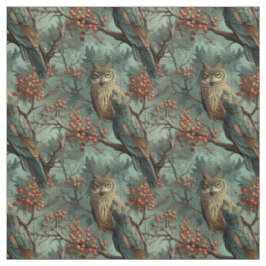 Tecido Create Your Own Winter Owls Berries Blue