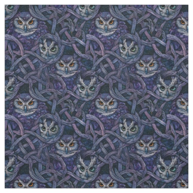 Tecido Create Your Own Wintery Knotted Vines Owls (Modelo)