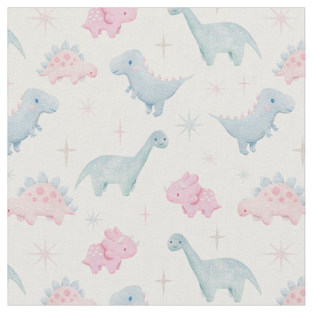 Tecido Crianças Pink de Padrão de Dinossauro (Detalhe)