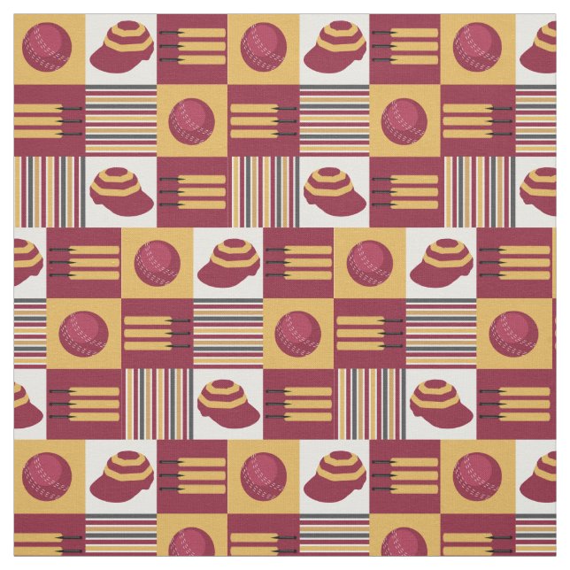 Tecido Cricket Player Bats and Balls Patternos (Modelo)