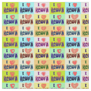 Tecido Crie o seu Eu amo o Colorful Kenya