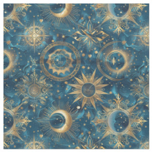 Tecido Crie seu próprio azul místico e Dourado celeste