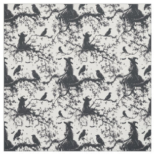 Tecido Crie Seu Próprio Creme Toile de Floresta de Corvos