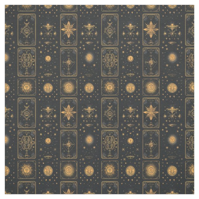 Tecido Crie Seu Próprio Tarot Místico Elegante Dourado Pr (Modelo)