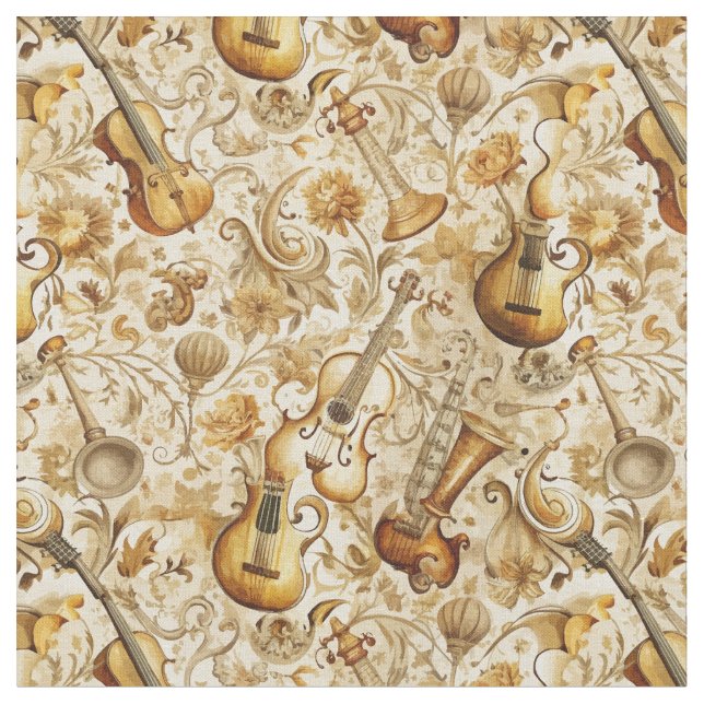 Tecido Crie Sua Própria Colagem de Instrumento Musical Do (Detalhe)