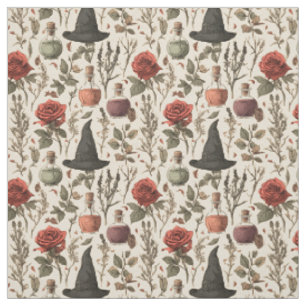 Tecido Crie Suas Próprias Rosas de Coral Vintage Witchy