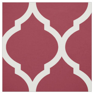 Tecido Crimson Marroquino Quatrefoil Grande Escala