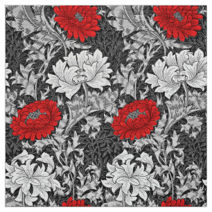 Tecido Crisântemos, cinzas e vermelho de William Morris