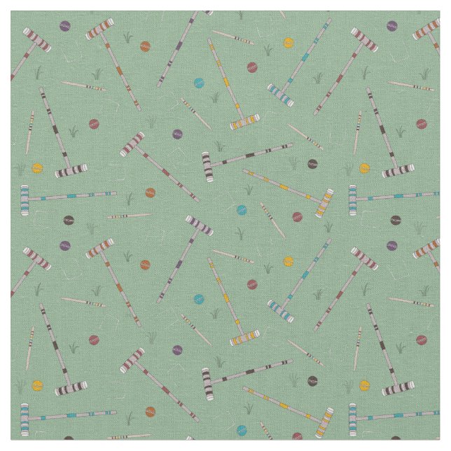Tecido Croquet Set Lawn Games Jade Green Padrão (Detalhe)