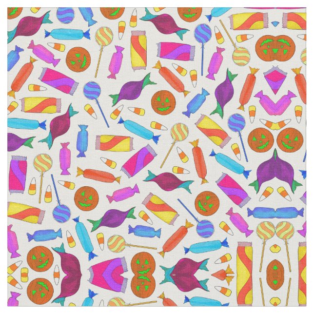Tecido Crote Artsy Colorful Halloween Candy Watercolor (Detalhe)