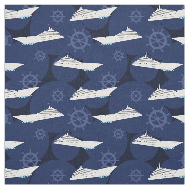 Tecido Cruzeiro náutico naufraga padrão branco azul moder (Modelo)