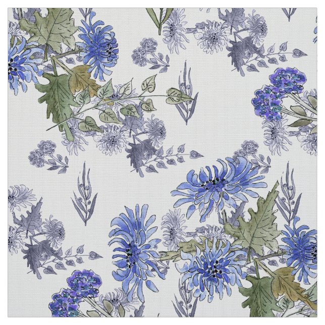 Tecido Crysântemos de aquarela flores florescendo (Modelo)
