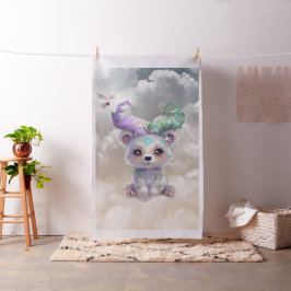 Tecido Cubo de urso mágico com brilho pastel.
