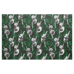 Tecido Cubos de panda em verde-escuro