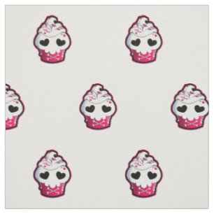 Tecido Cupcake cor-de-rosa do crânio
