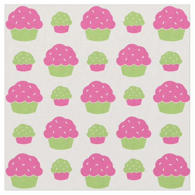 Tecido Cupcakes cor-de-rosa e verdes (Detalhe)