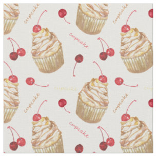 Tecido cupcakes de aquarela