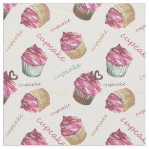 Tecido cupcakes de aquarela